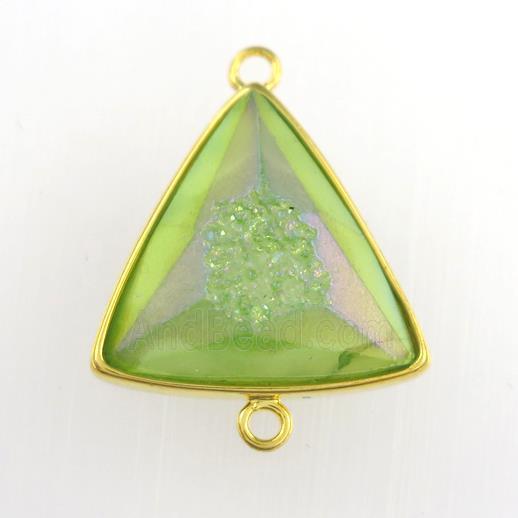 olive Druzy Agate triangle connector