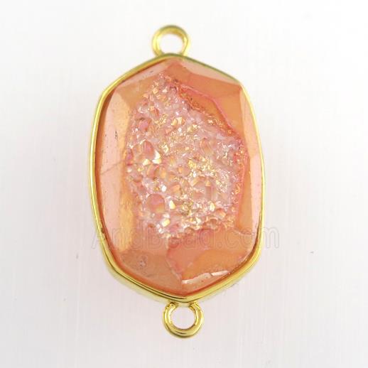orange Druzy Agate oval connector