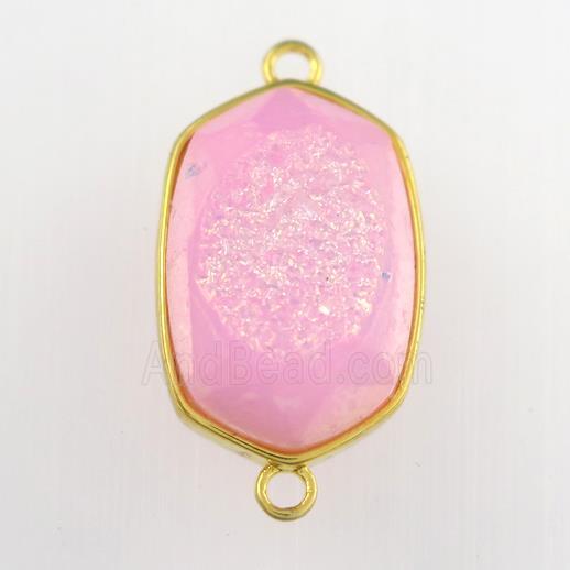 pink Druzy Agate oval connector