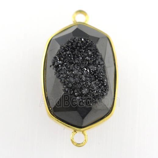 black Druzy Agate oval connector