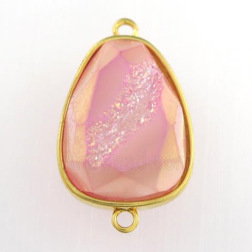 pink Druzy Agate teardrop connector