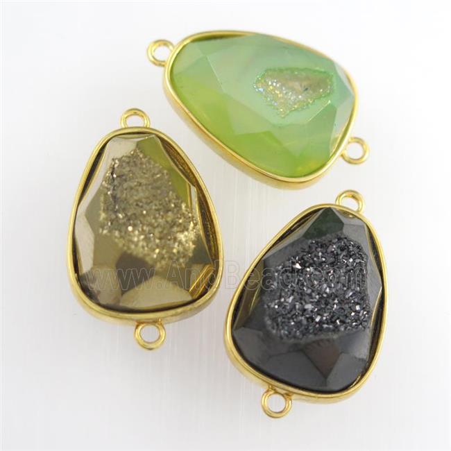 mixed color Druzy Agate teardrop connector