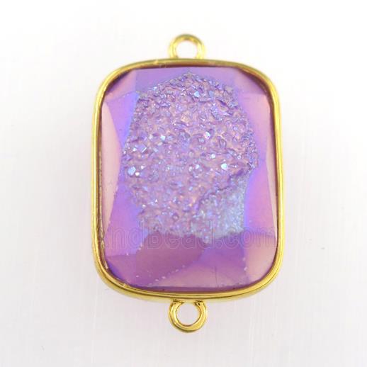 purple Druzy Agate rectangle connector