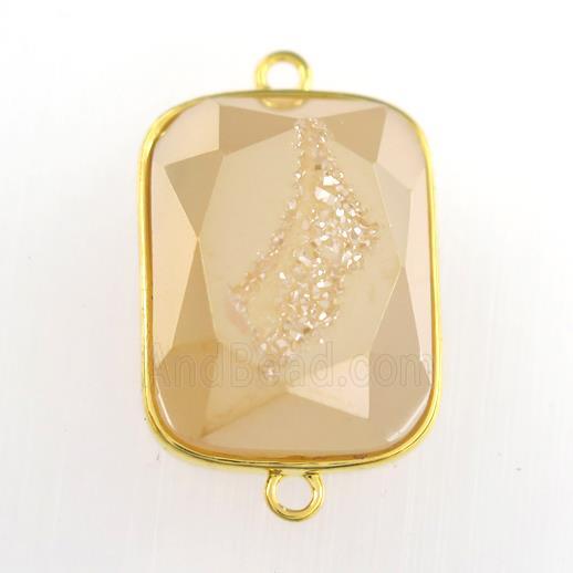 gold champagne Druzy Agate rectangle connector
