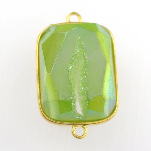 green Druzy Agate rectangle connector