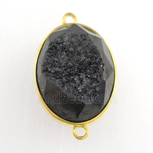 black Druzy Agate oval connector