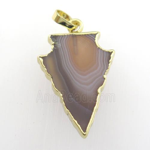 botswana Agate pendant, arrowhead, gold plated