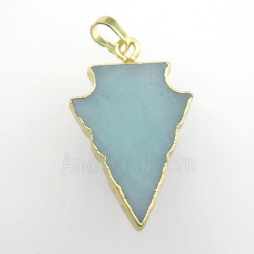 Amazonite pendant, arrowhead, gold plated