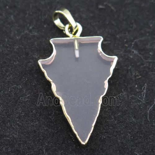 clear Crystal pendant, arrowhead, gold plated