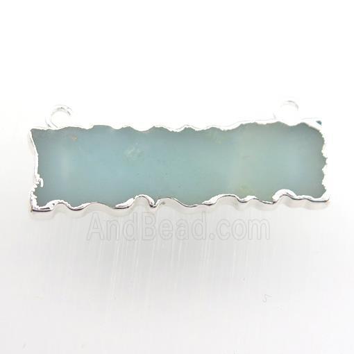 amazonite pendant, rectangle, silver plated