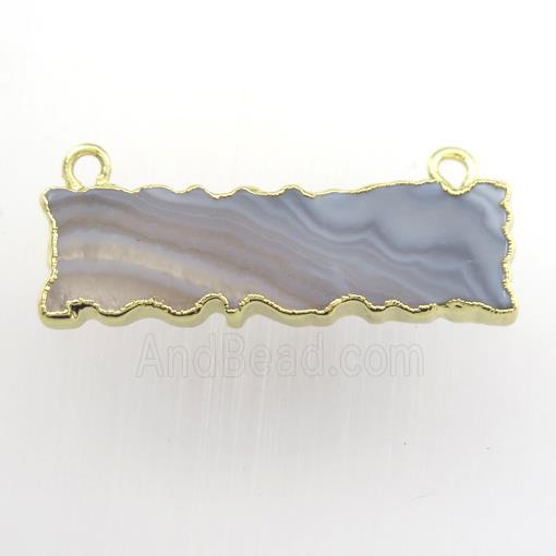 blue lace agate pendant, rectangle, gold plated