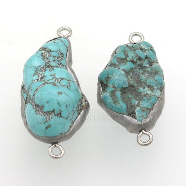 blue raw Turquoise connector, freeform