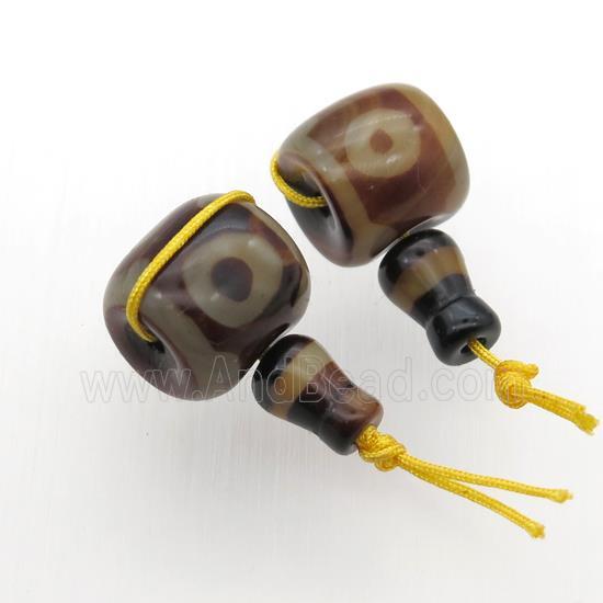 Tibetan Agate Guru Beads, 3holes