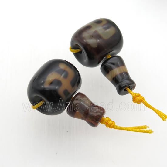 Tibetan Agate Guru Beads, 3holes