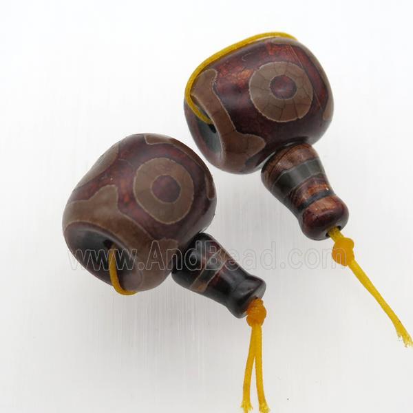 Tibetan Agate Guru Beads, 3holes