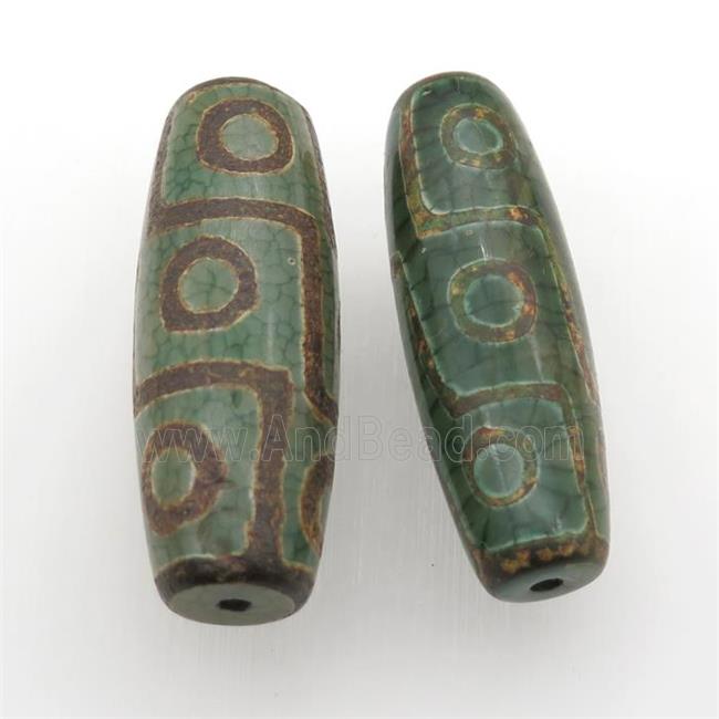 green Tibetan Dzi rice Beads, eye