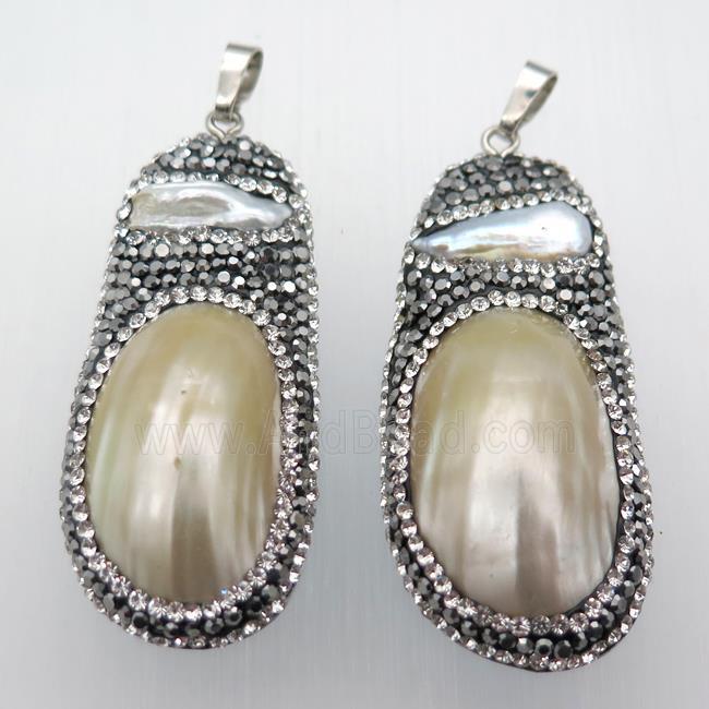 Pearl pendant pave rhinestone