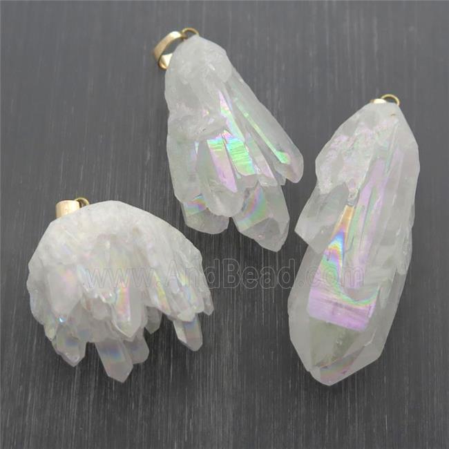 white AB-color Crystal Quartz pendants