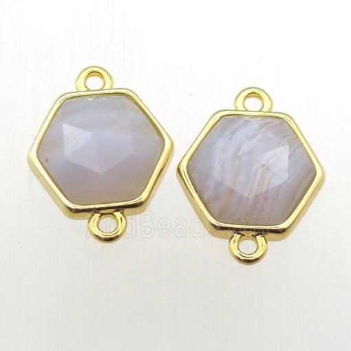 Blue Lace Agate hexagon connector