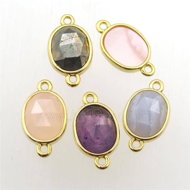 mixed Gemstone oval connector