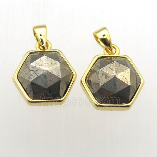 Pyrite hexagon pendants