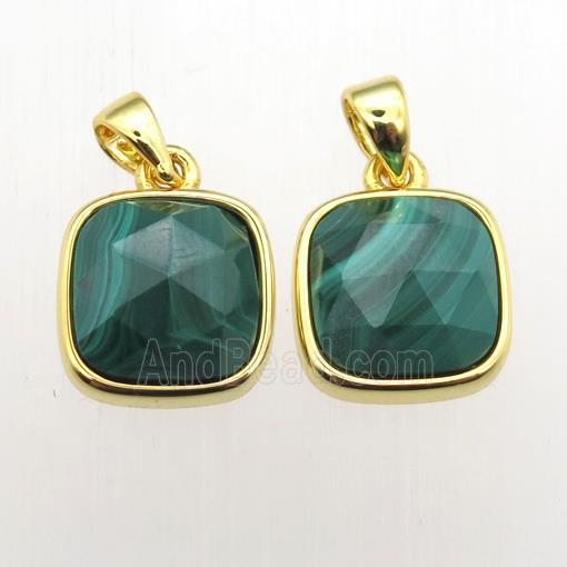 green Malachite square pendant