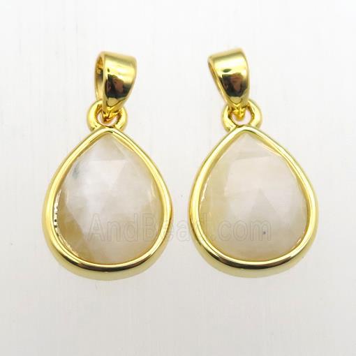 white MoonStone teardrop pendants