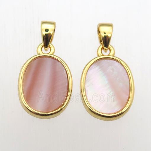 pink Queen Shell oval pendant