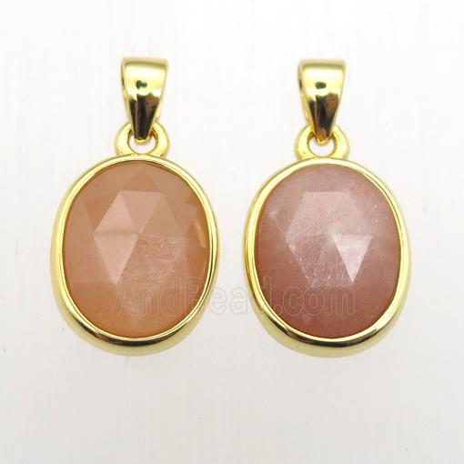 peach SunStone oval pendant