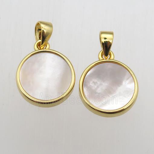 white Pearlized Shell circle pendants