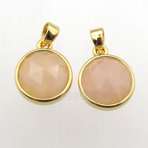 yellow MoonStone circle pendants