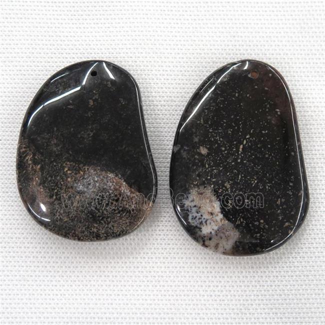 black Coral Fossil pendants, freeform