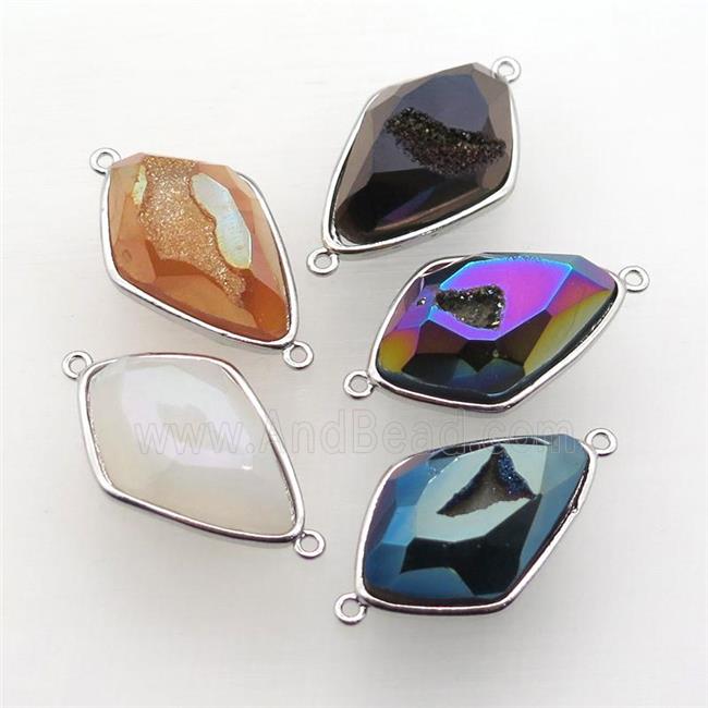 Agate Druzy teardrop connector, mixed color