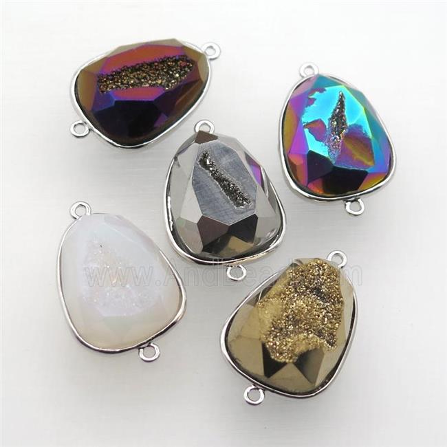 Agate Druzy teardrop connector, mixed color