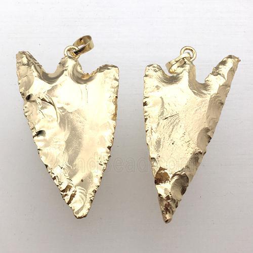 hammered Agate arrowhead pendant, gold plated