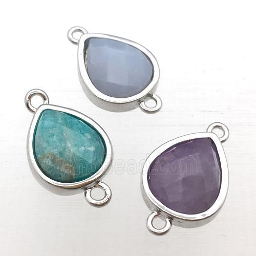 mixed Gemstone teardrop connector