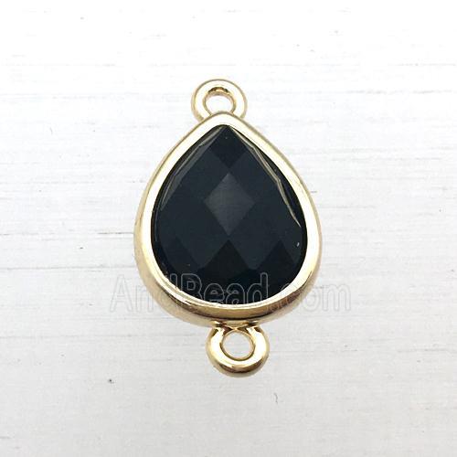 black Onyx Agate teardrop connector