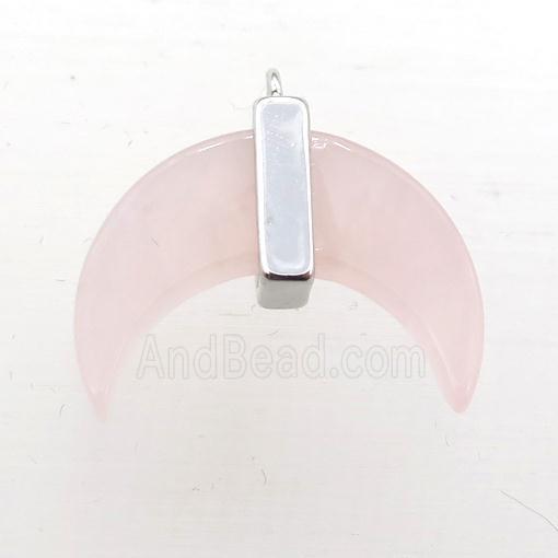 Rose Quartz crescent moon pendant