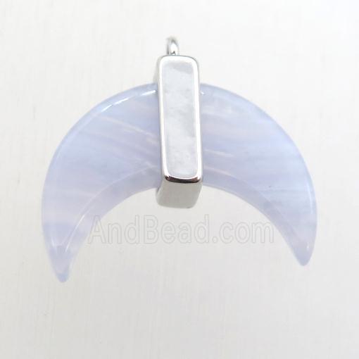 blue lace Agate crescent moon pendant