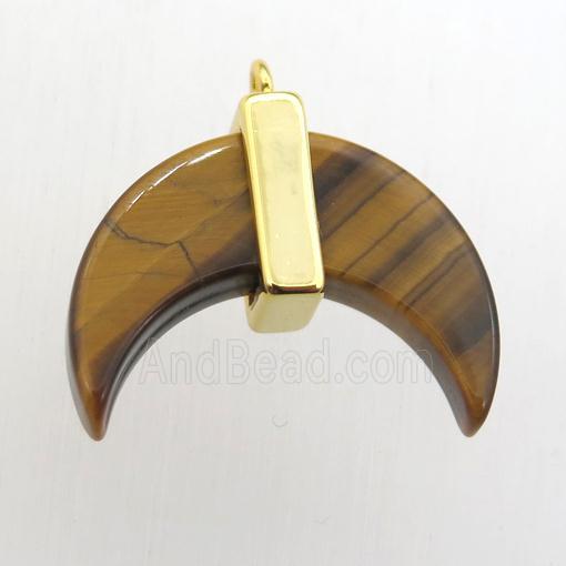 yellow Tiger eye stone crescent moon pendant