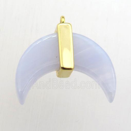 blue lace agate crescent moon pendant