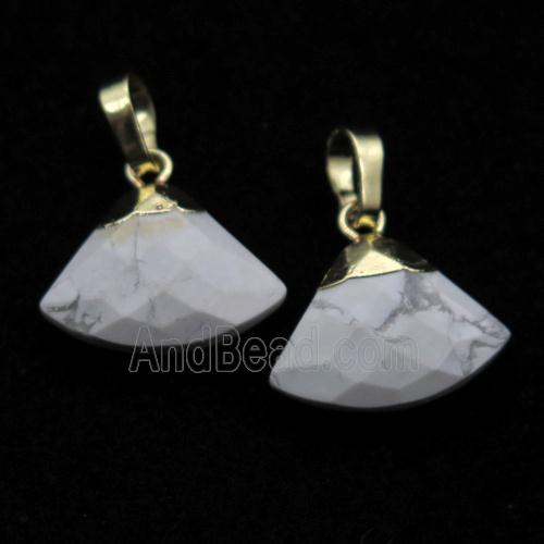 white Holwlite fan pendant, gold plated