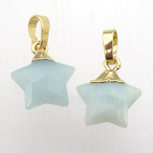 Amazonite star pendant, gold plated