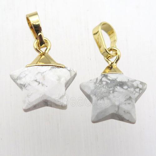 white Howlite Turquoise star pendant, gold plated