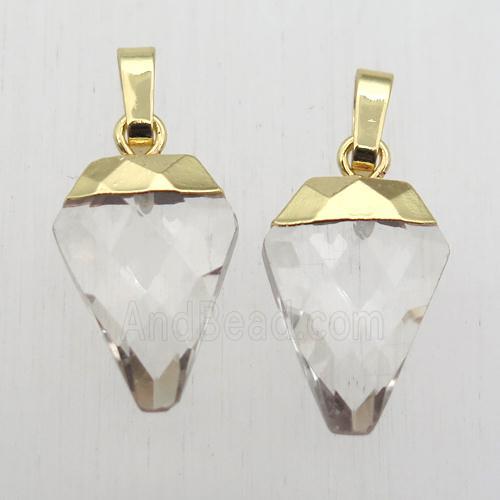 crystal glass arrowhead pendant, gold plated