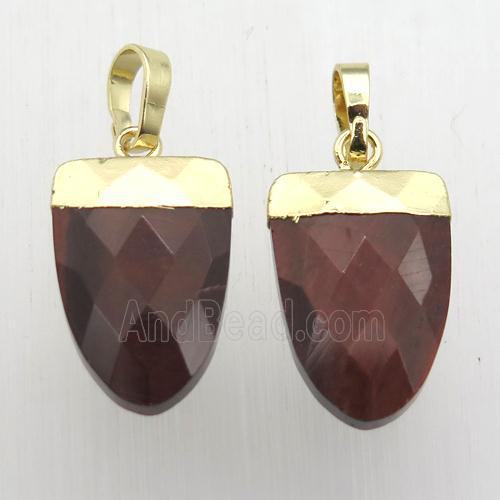 Red Tiger eye stone Tongue Pendant Gold Plated