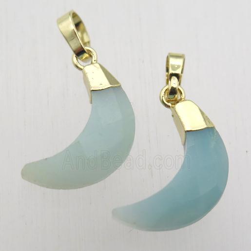 Amazonite crescent moon pendant, gold plated