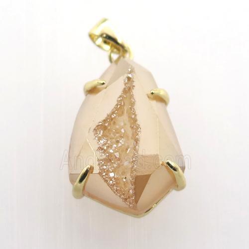 champagne Agate Druzy teardrop pendant