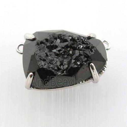 black Agate Druzy teardrop pendant