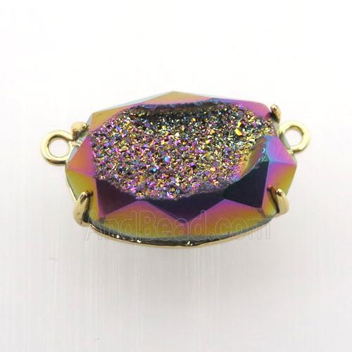 rainbow Agate Druzy oval pendant